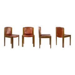 Set of 4 Vintage Leather Chairs "300" for Pozzi, by Joe Colombo, 1960s
