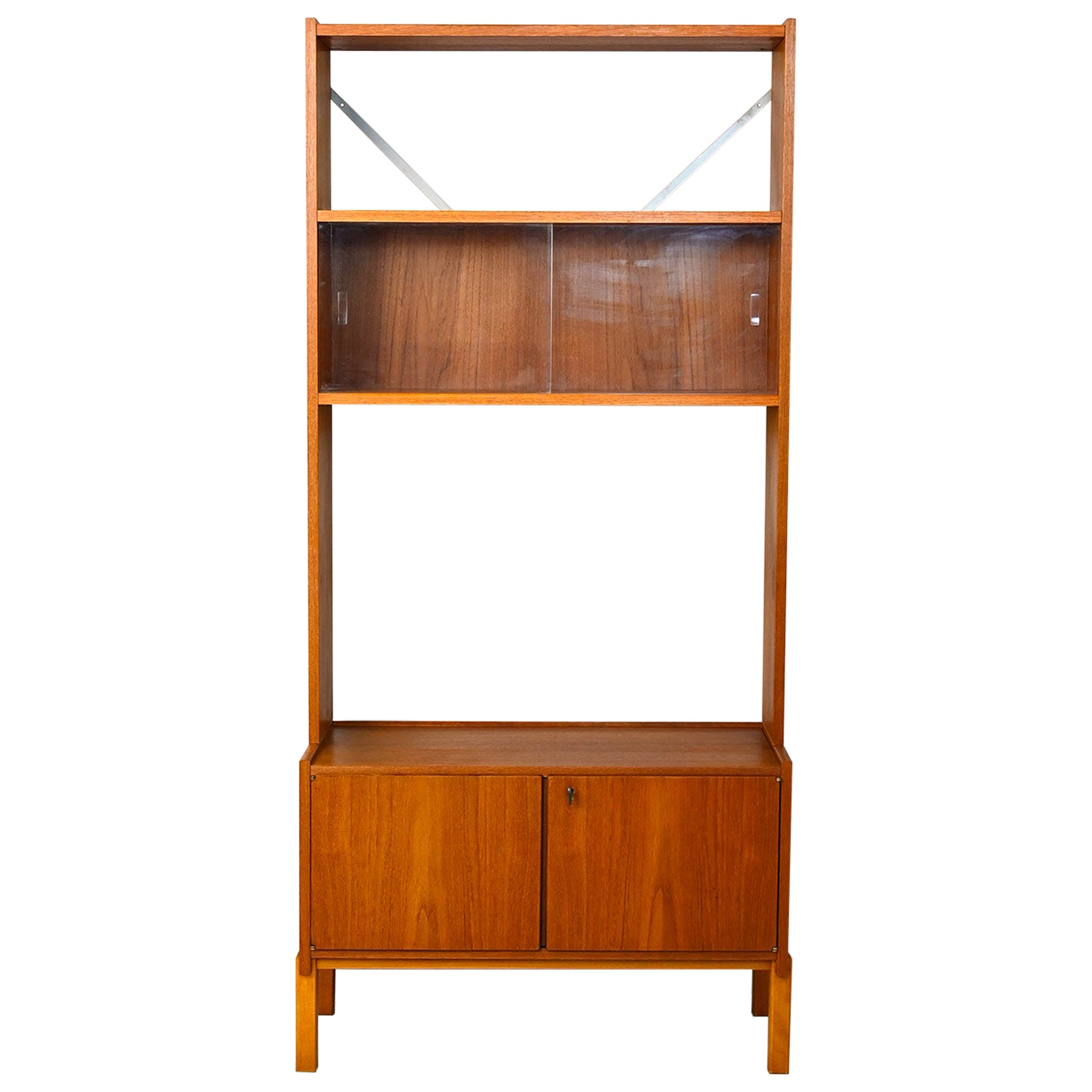 Vintage Scandinavian bookcase with display cabinet