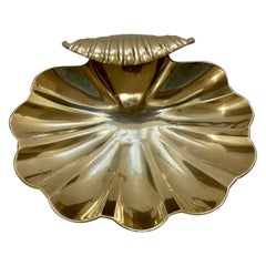 Vintage Large Brass Seashell Dish or Bowl
