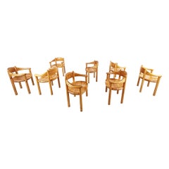 Rainer Daumiller Pine Wood Dining Chairs for Hirtshals Savvaerk Set of 8, 1980s