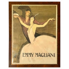 Retro Boho Monumental French “Emmy Magliani” Ballet Advertisement Poster