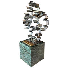 William De Lillo 1970's Sculpture in Bronze & Marble
