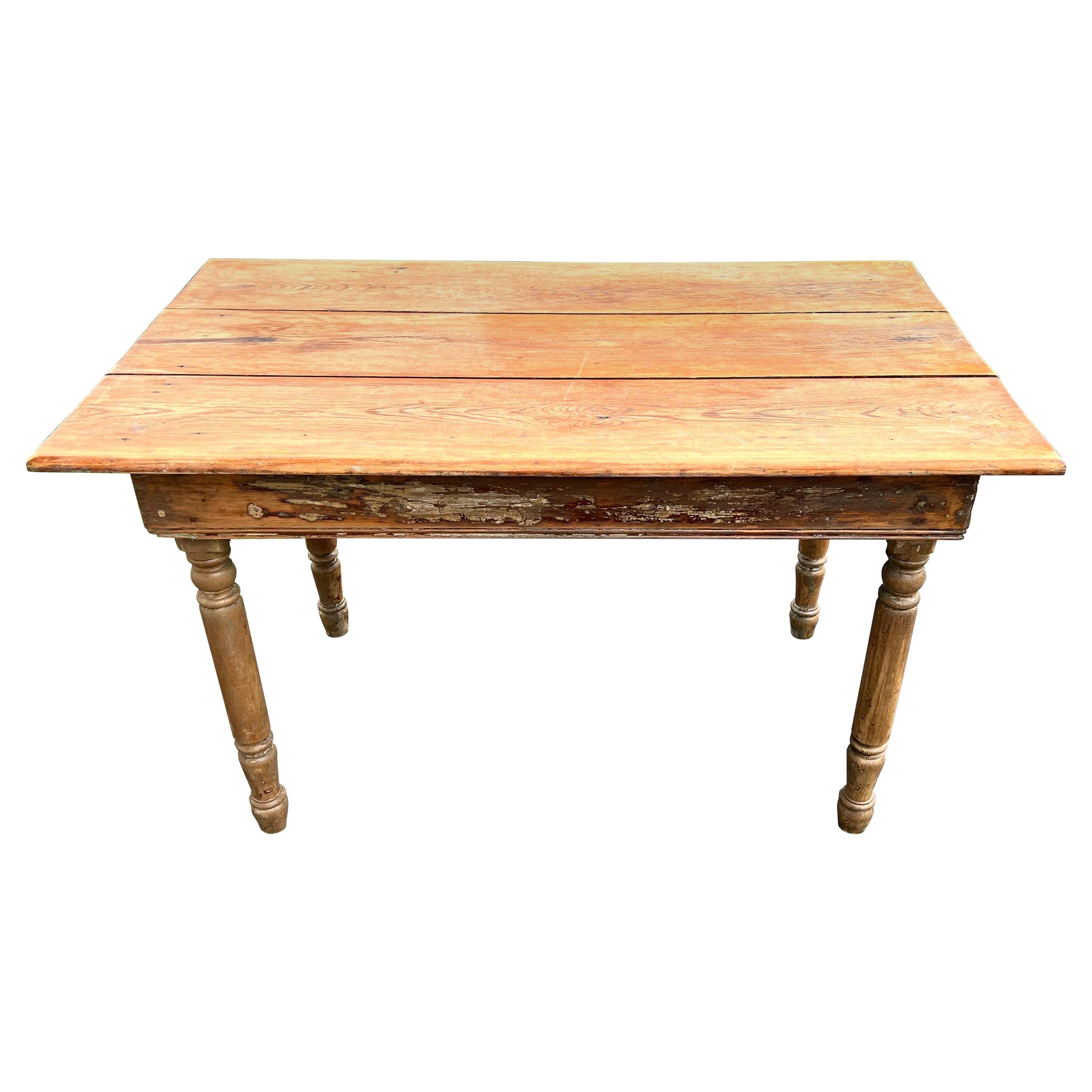 Late 19th Century Antique Pine Farmhouse Table For Sale