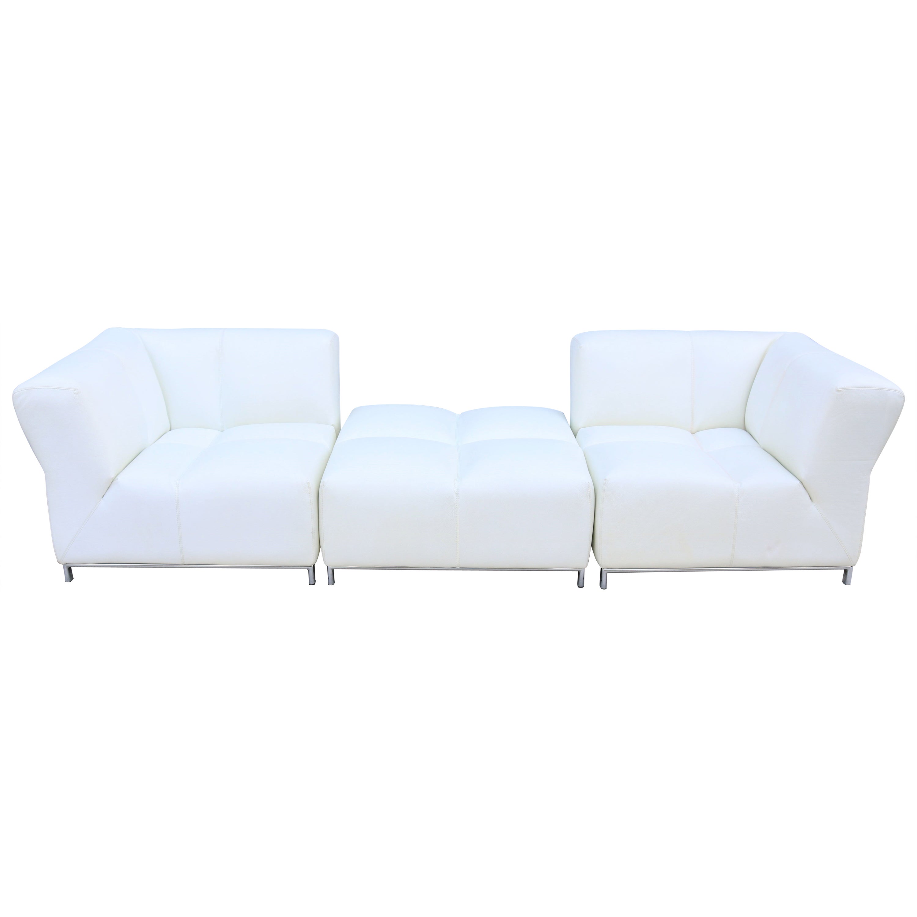 Italian Modern Domino Modular White Leather Sofa by Gamma Arredamenti For Sale