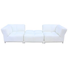 Retro Italian Modern Domino Modular White Leather Sofa by Gamma Arredamenti