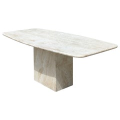 Postmodern Solid Travertine Dining Table by Stone International, c1970s
