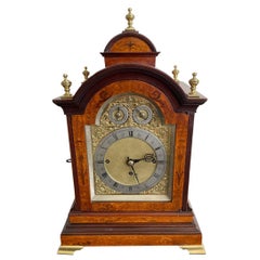 English Burl Wood Musical Mantel Clock C 1880, Westminster & Whitington  Chimes