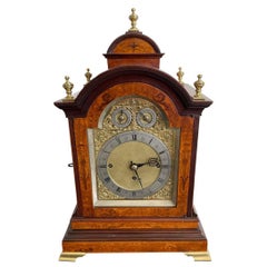 English Burl Wood Musical Mantel Clock C 1880, Westminster & Whitington  Chimes