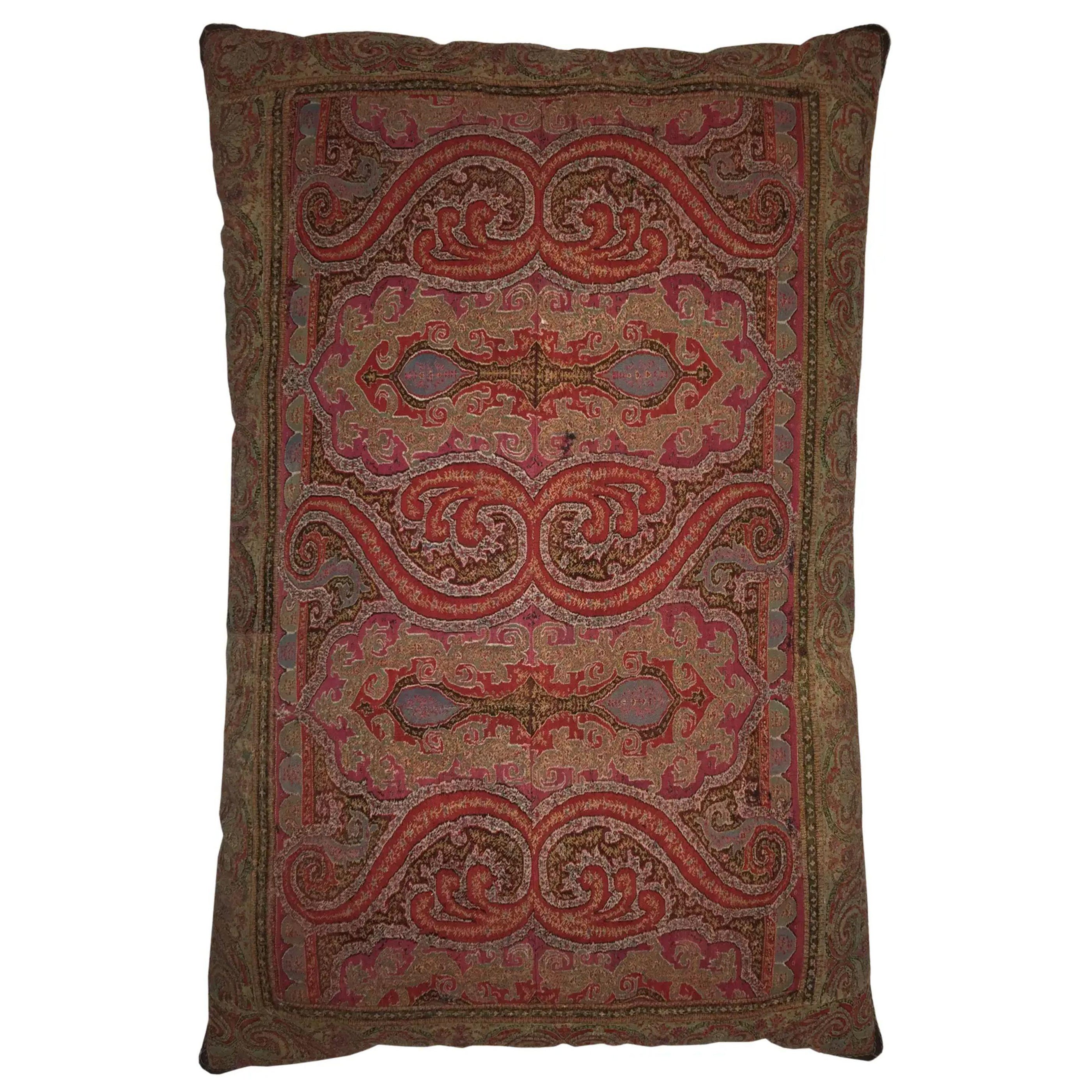 1820 Antique Indian Keshmir Pillow - 29'' X 20'' For Sale