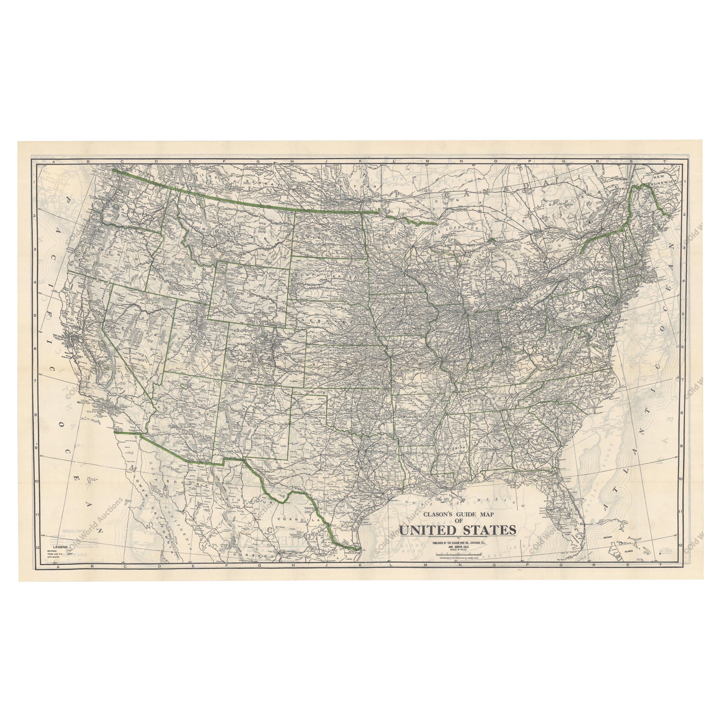 Old Map of the American Railroad Network and All Weather Roads on Verso, 1931 For Sale