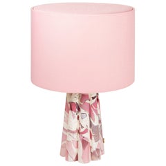 Murano Glass Pink Bucket Lamp with Cotton Lampshade by Stories of Italy
