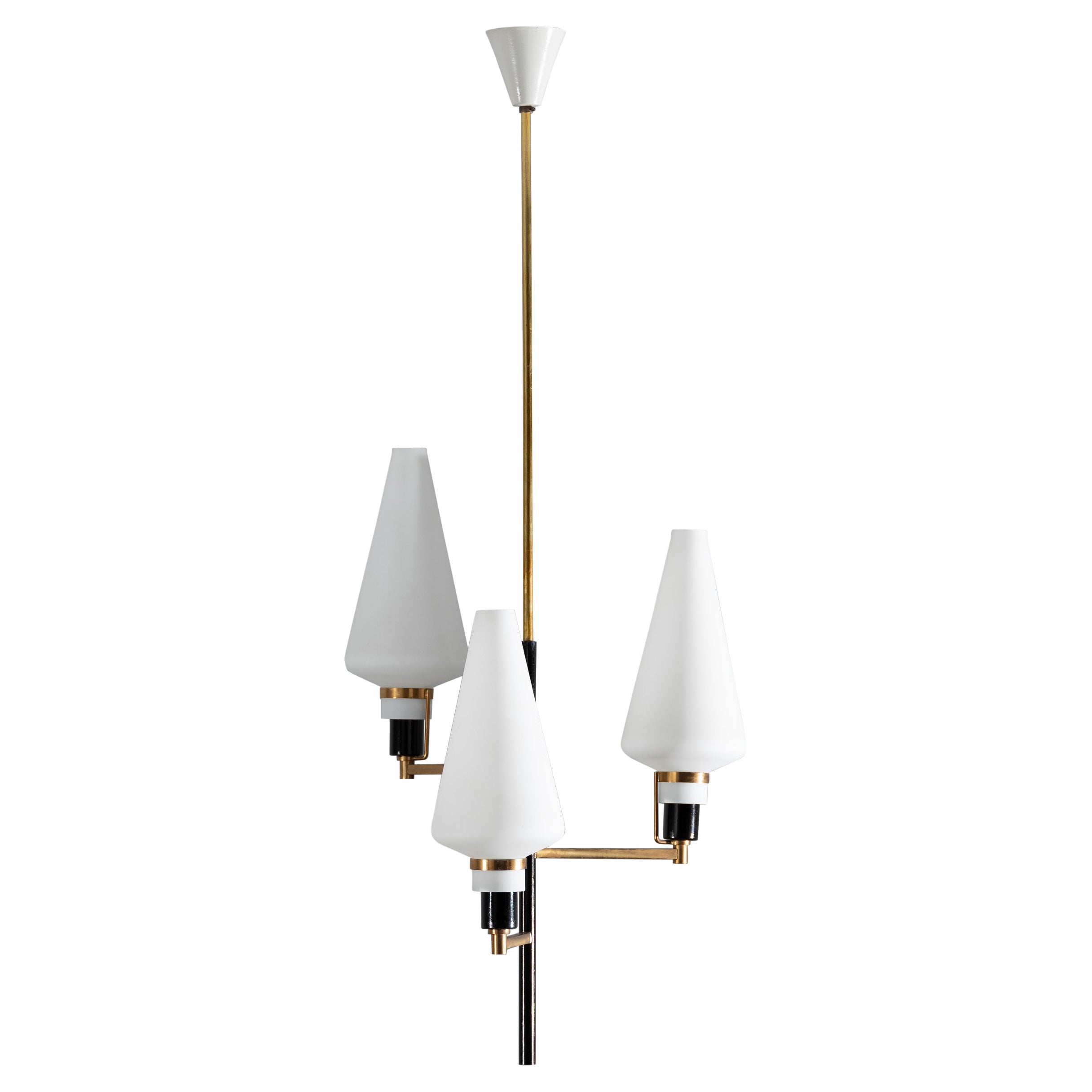 Italian Design Elegance: Vintage 1950s Pendant Chandelier with Modern Touch For Sale