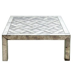 Hollywood Regency Mirrored Glass Coffee Table