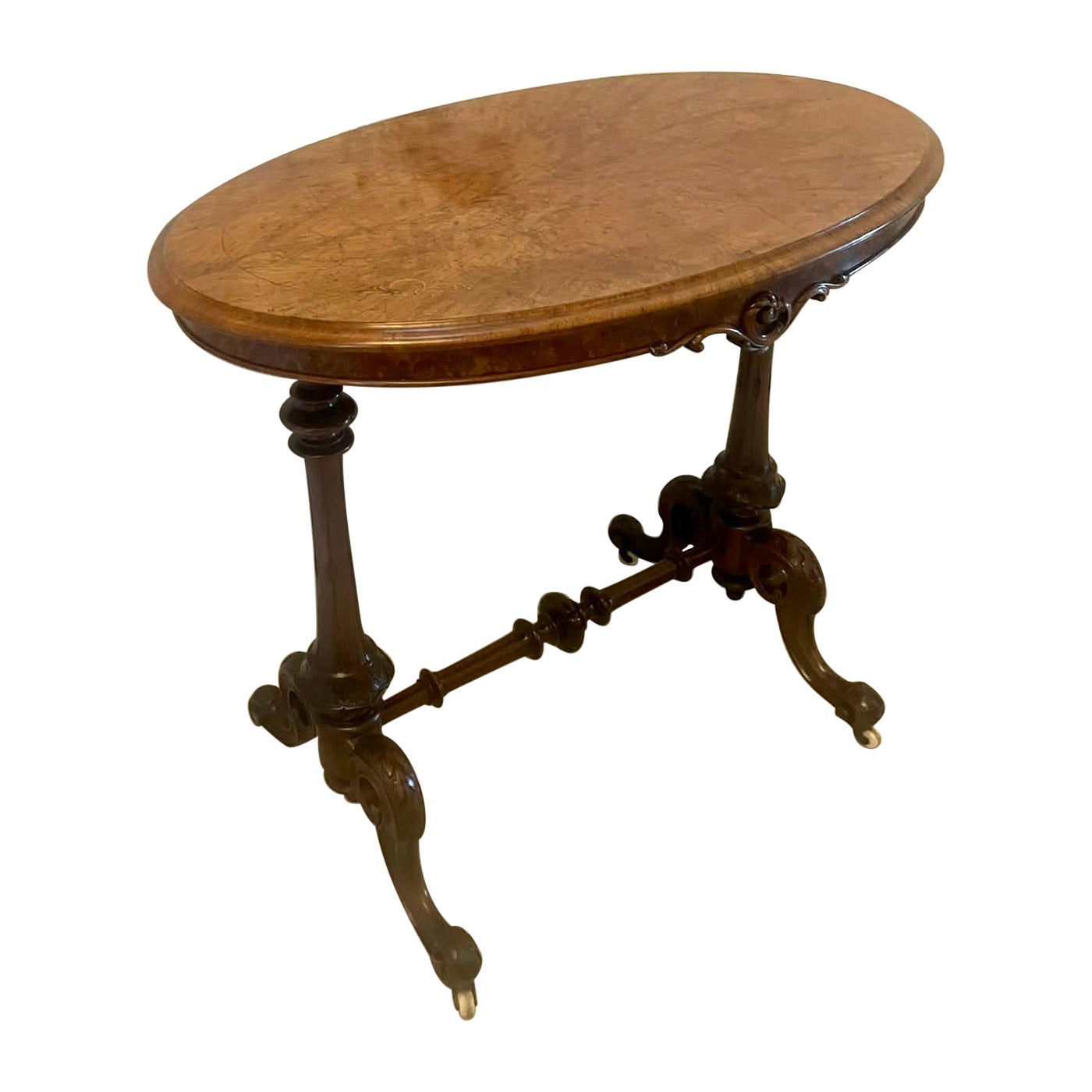 Superb Quality Antique Victorian Inlaid Burr Walnut Lamp Table  For Sale