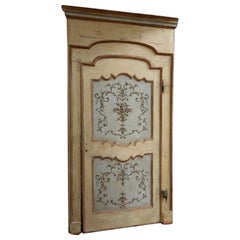 N.3 Interior doors in painted wood with frame, floral decorations, Italy