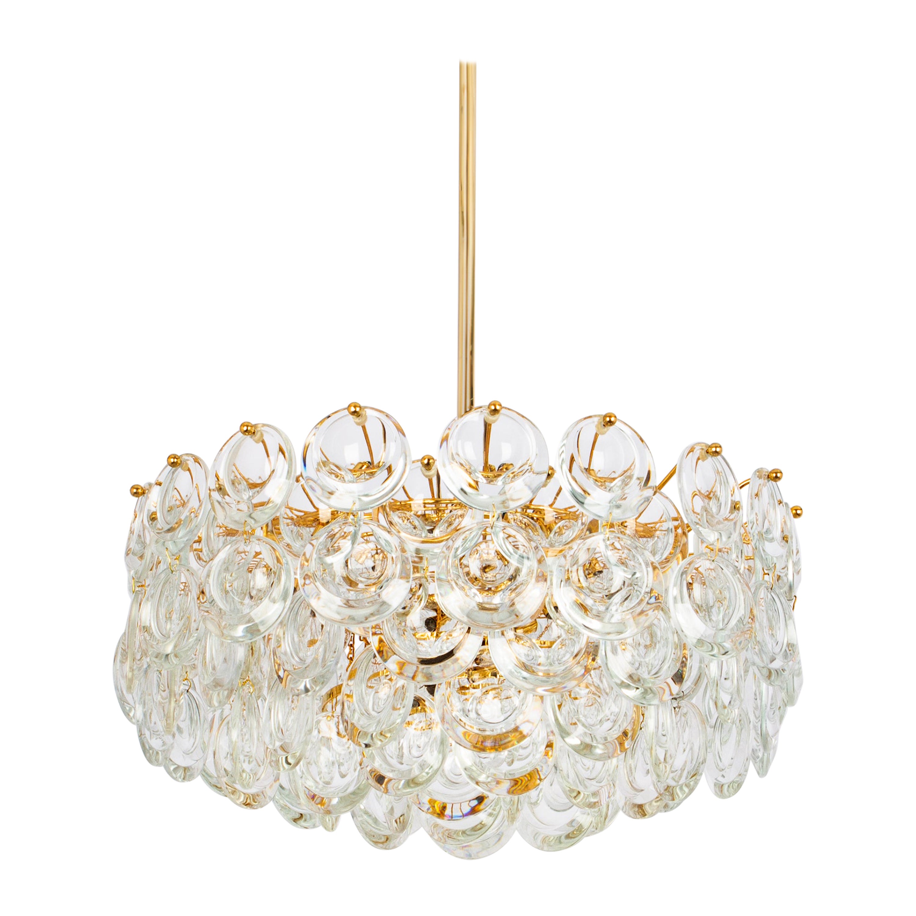 Delicate Gilt Brass Crystal Chandelier by Palwa, Sciolari Design, Germany, 1970s