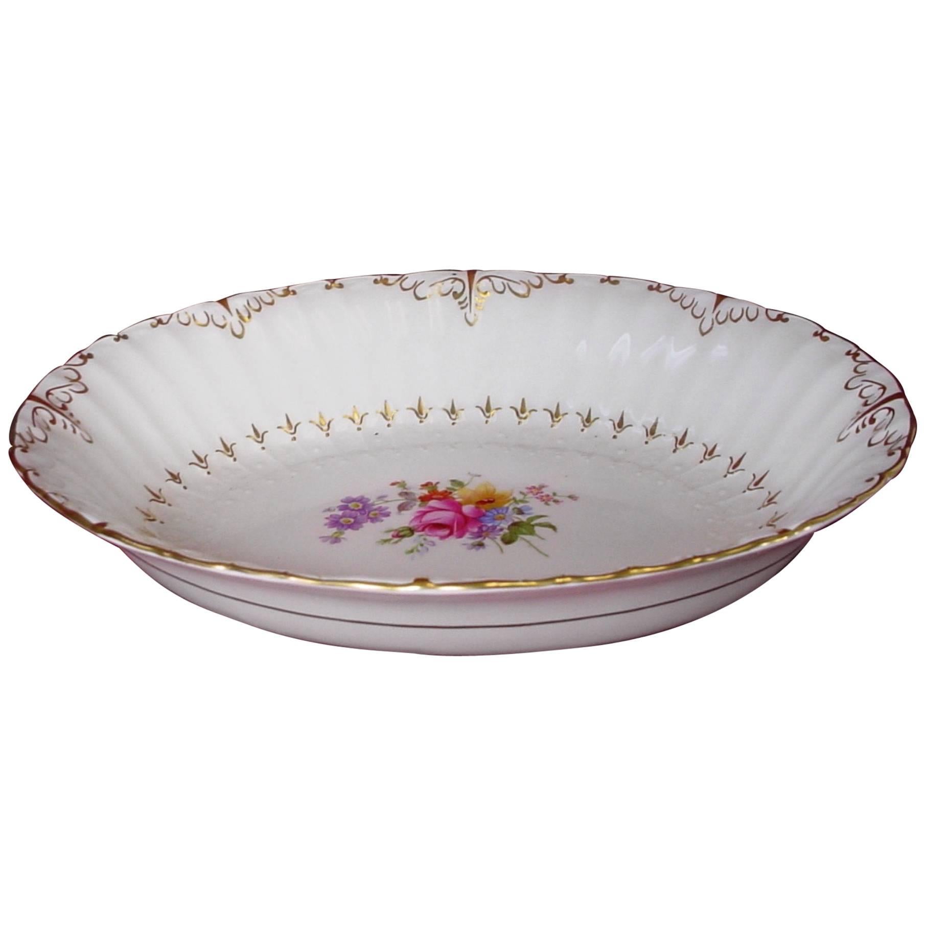 Royal Crown Derby Porcelain Ashby Pattern Oval Vegetable Bowl Hand-Painted For Sale