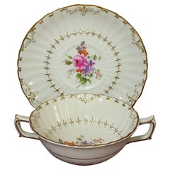 Royal Crown Derby Porcelain Ashby Pattern Cream Soup Set Hand-Painted 5