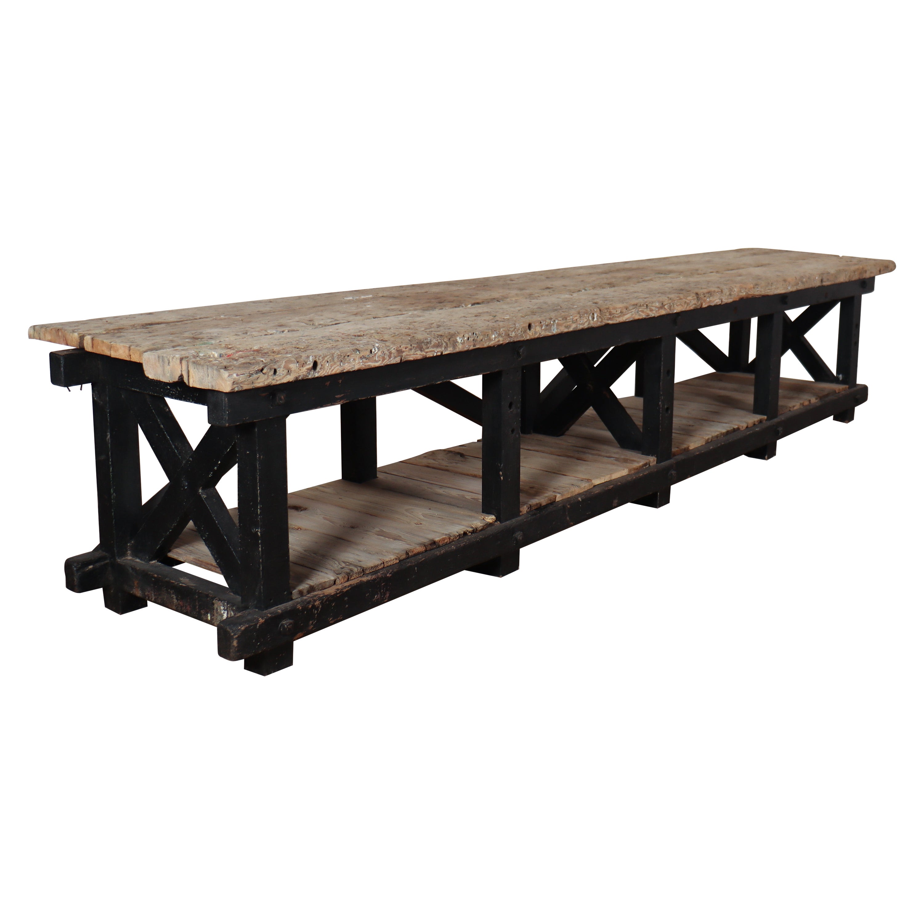 Monumental Pine Display Table For Sale