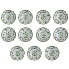Vintage Haviland China Company Cashmere Green Pattern Set of Ten Dinner Plates