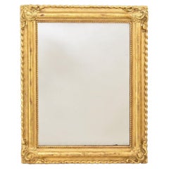 Small Antique Rectangular Mirror, Gold Leaf Gilt Frame, 19th century.