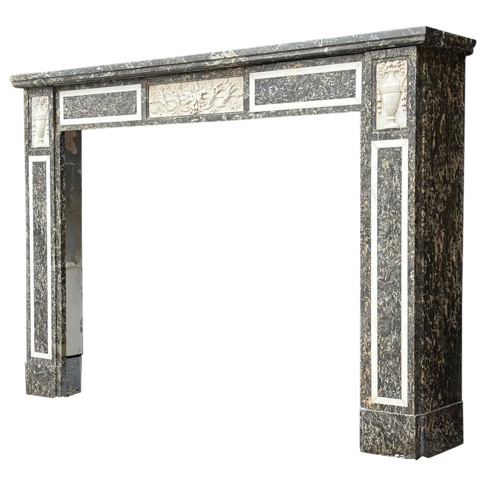 Louis XVI Fireplace In Gray Saint Anne And Statuary White Marble Circa 1800 For Sale