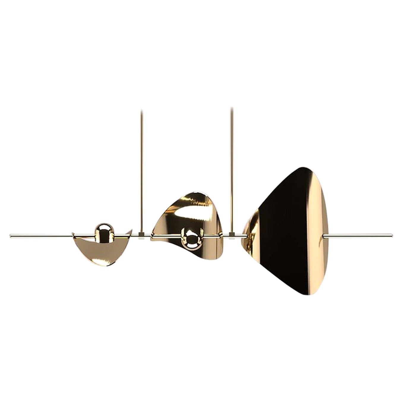 Bonnie Config 3 Contemporary LED Chandelier, Brass or Nickel, XL, Art For Sale