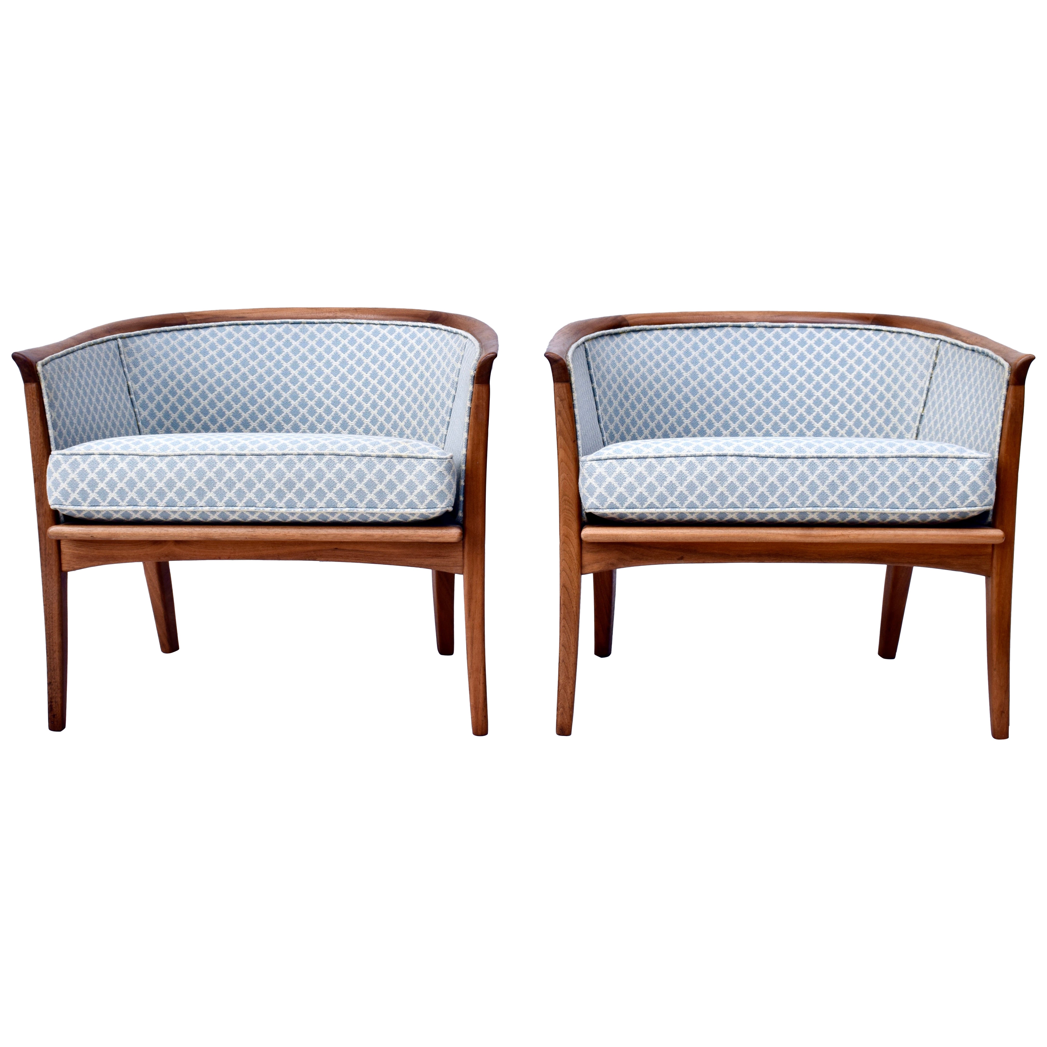Mid-Century Modern Milo Baughman Thayer Coggin Barrel Back Club Lounge Chairs For Sale