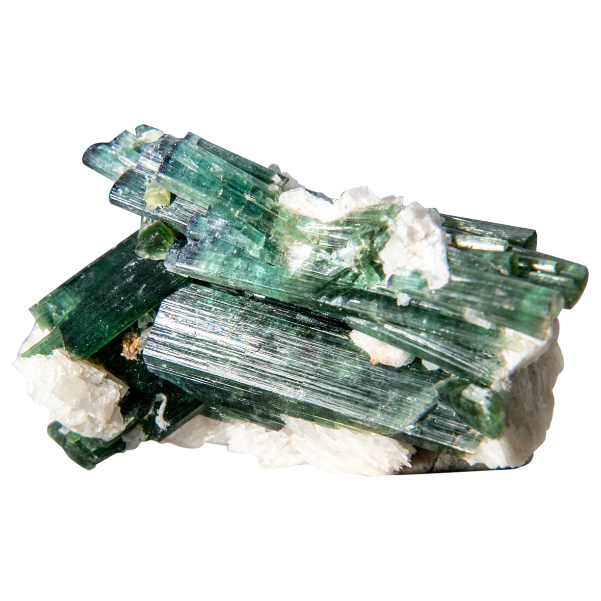 Green Tourmaline with Albite from Paprok, Nuristan, Afghanistan For Sale