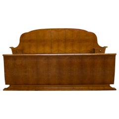Vintage Art Deco Burl Walnut Bed Frame - With Bedside Tables, 1920s