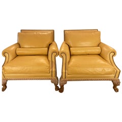 Deux canapés italiens en cuir beige vers 2000 - Rare - Ensemble fait à la main de 2 fauteuils