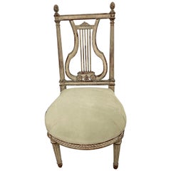Antique French Slipper Chair con schienale a lira