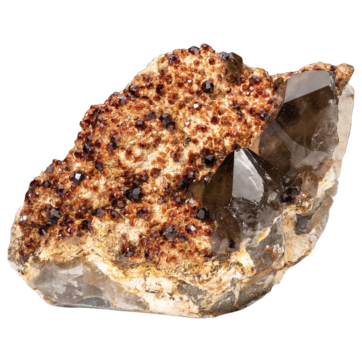 Spessartine Garnet with Smoky Quartz from Tongbei-Yunling District, China For Sale