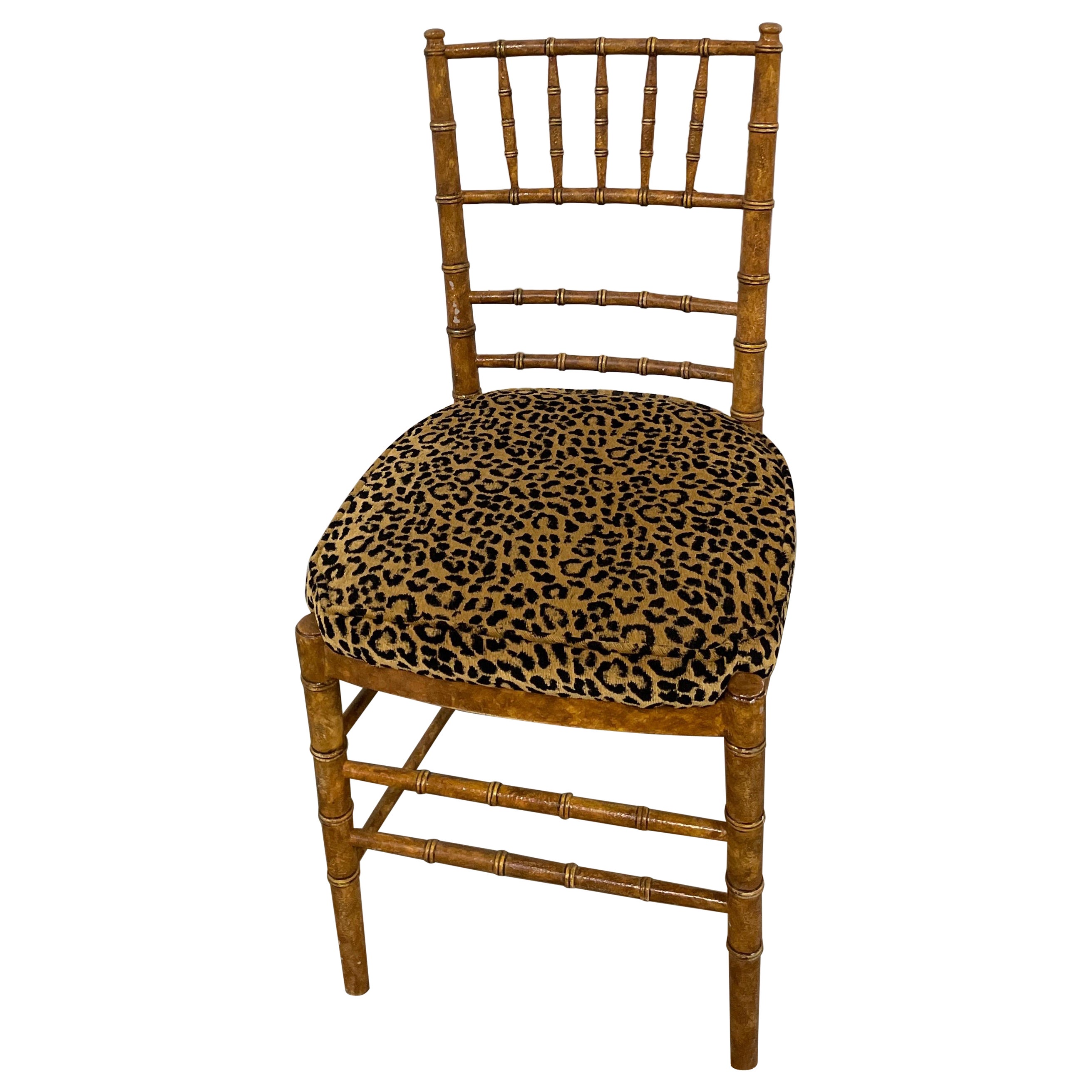 Chaise d'appoint peinte en faux bambou de style Chiavari