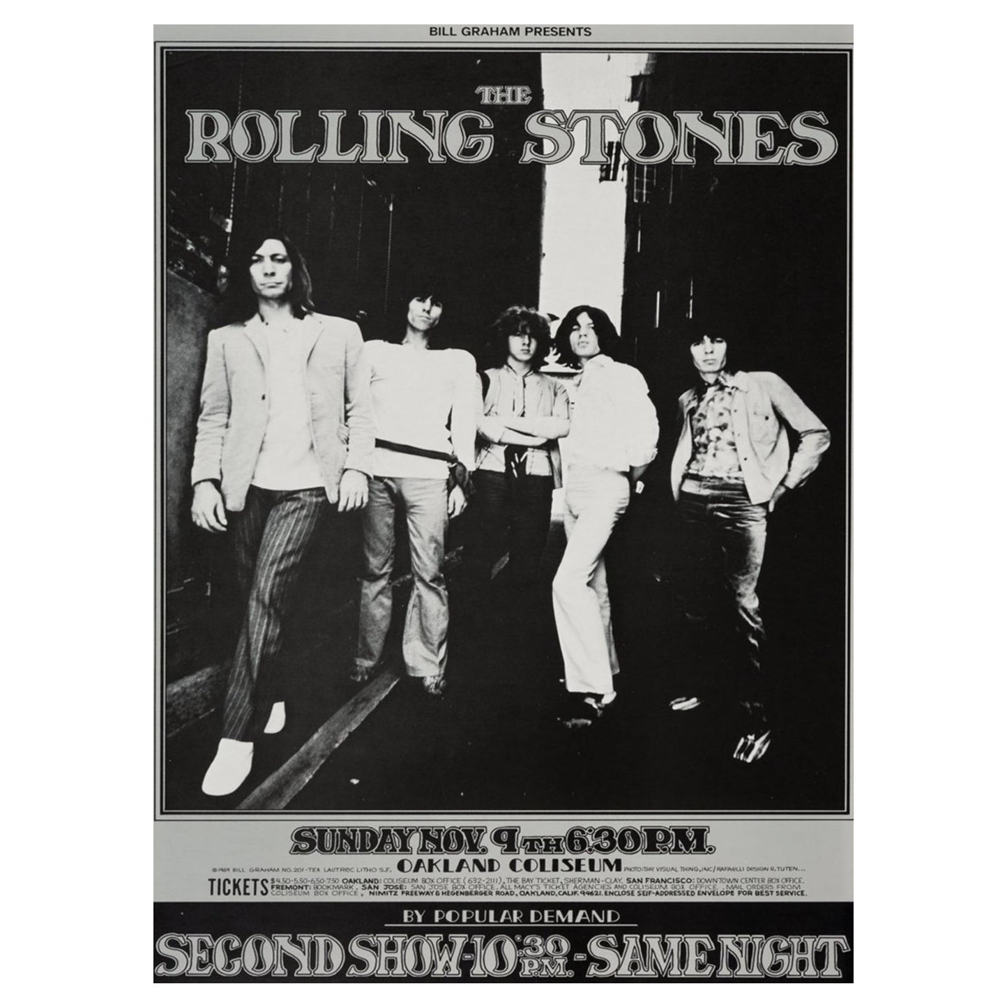 1969 Rolling Stones - Oakland Coliseum Original Vintage Poster For Sale