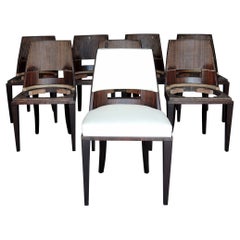 Set of 8 Fine French Art Deco Dining Chairs by D.I.M. 