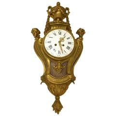 19th Century Figural Gilt Bronze Cartel Clock Signed Le Roy