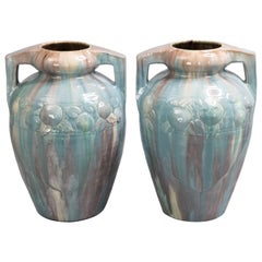 Pair of Art Deco French Vallauris Urns Vases, circa 1920