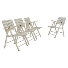 Used 20th Century French Wooden Garden Chairs, Set of Four