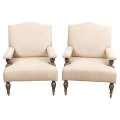 Pair English Club Chairs