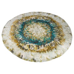 Rya-Teppich aus Wolle in Beige, Braun und Türkis 