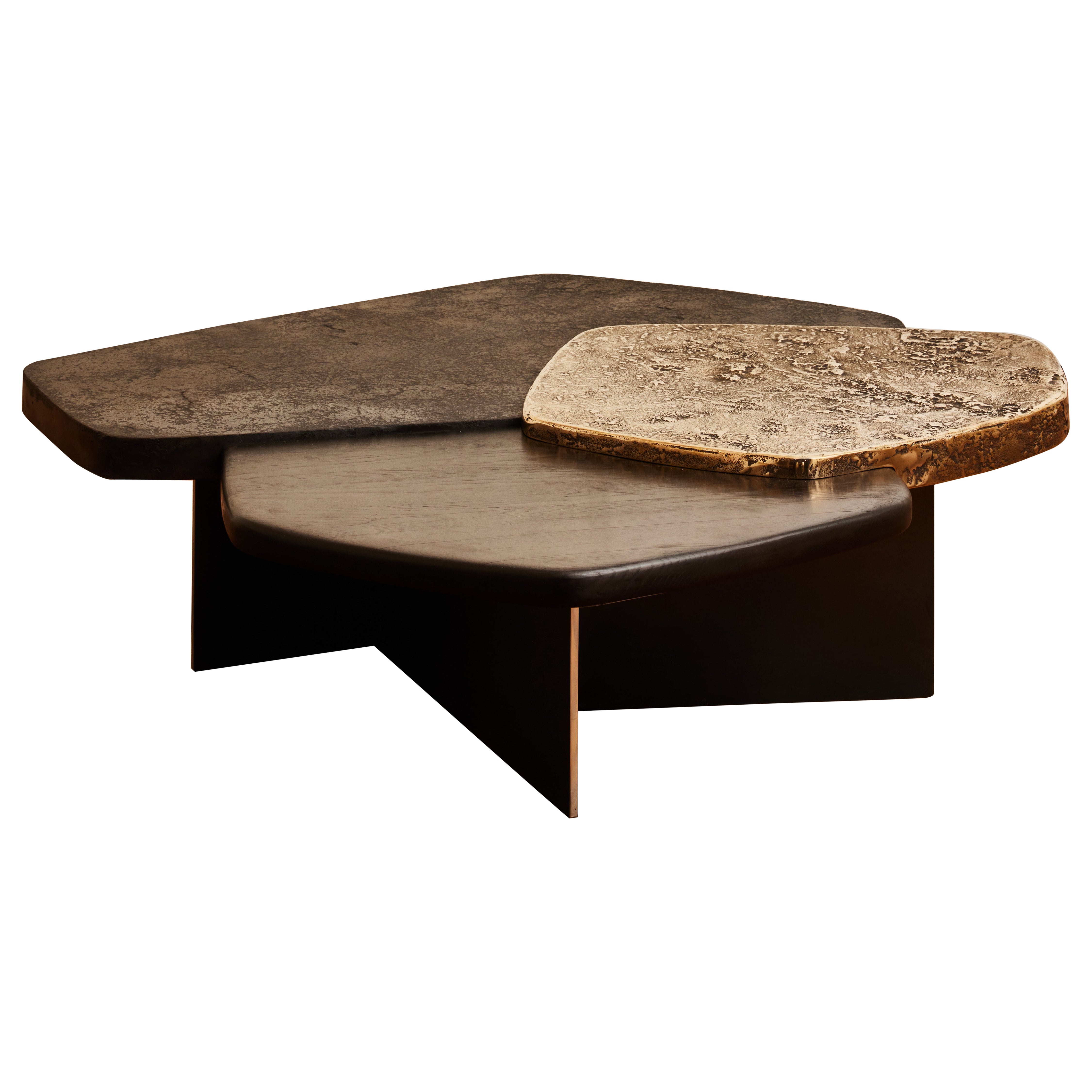 "Triptyque" coffee table by Erwan Boulloud for Galerie Glustin For Sale