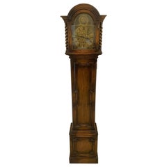 Antique Quality Oak Brass Face Eight Day Chiming Grandmother Clock