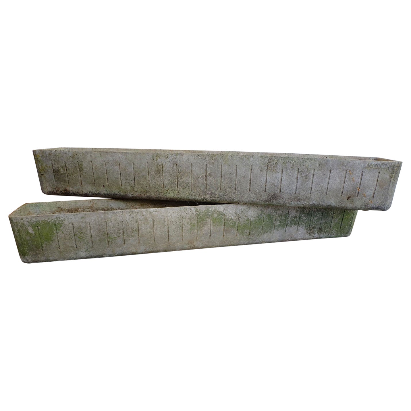 2 rectangular 39" mid century fiber cement PLANTERS willy guhl era - set 1 For Sale