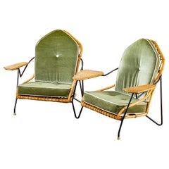 20th Century Vito Latis Tête-à-tête Sofa in Rattan, Metal and Upholstery, 50s
