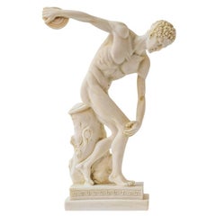 Discobolus Discus Thrower Sculpture Made with Compressed Marble Powder 