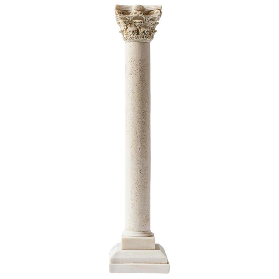 Corinthian Column Candlestick Made with Compressed Marble Powder Statue