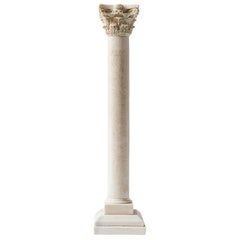 Vintage Corinthian Column Candlestick Made with Compressed Marble Powder Statue