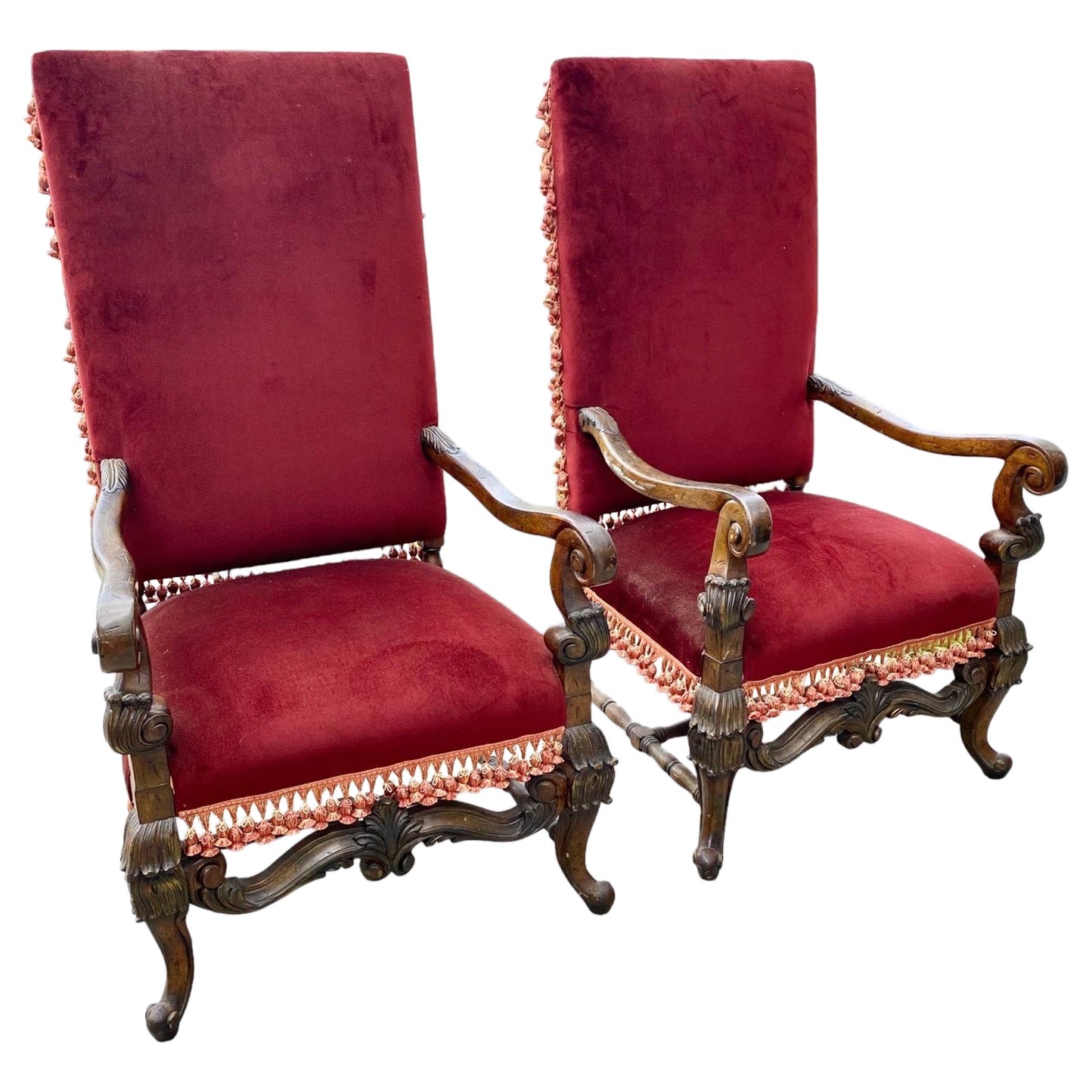 Pair of Vintage French Louis XIII Fauteuils, Armchairs