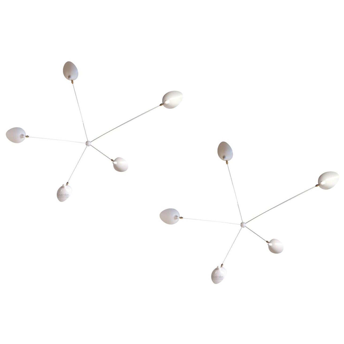 Serge Mouille - Pair of 5-Arm Spider Sconces in White - IN STOCK! For Sale